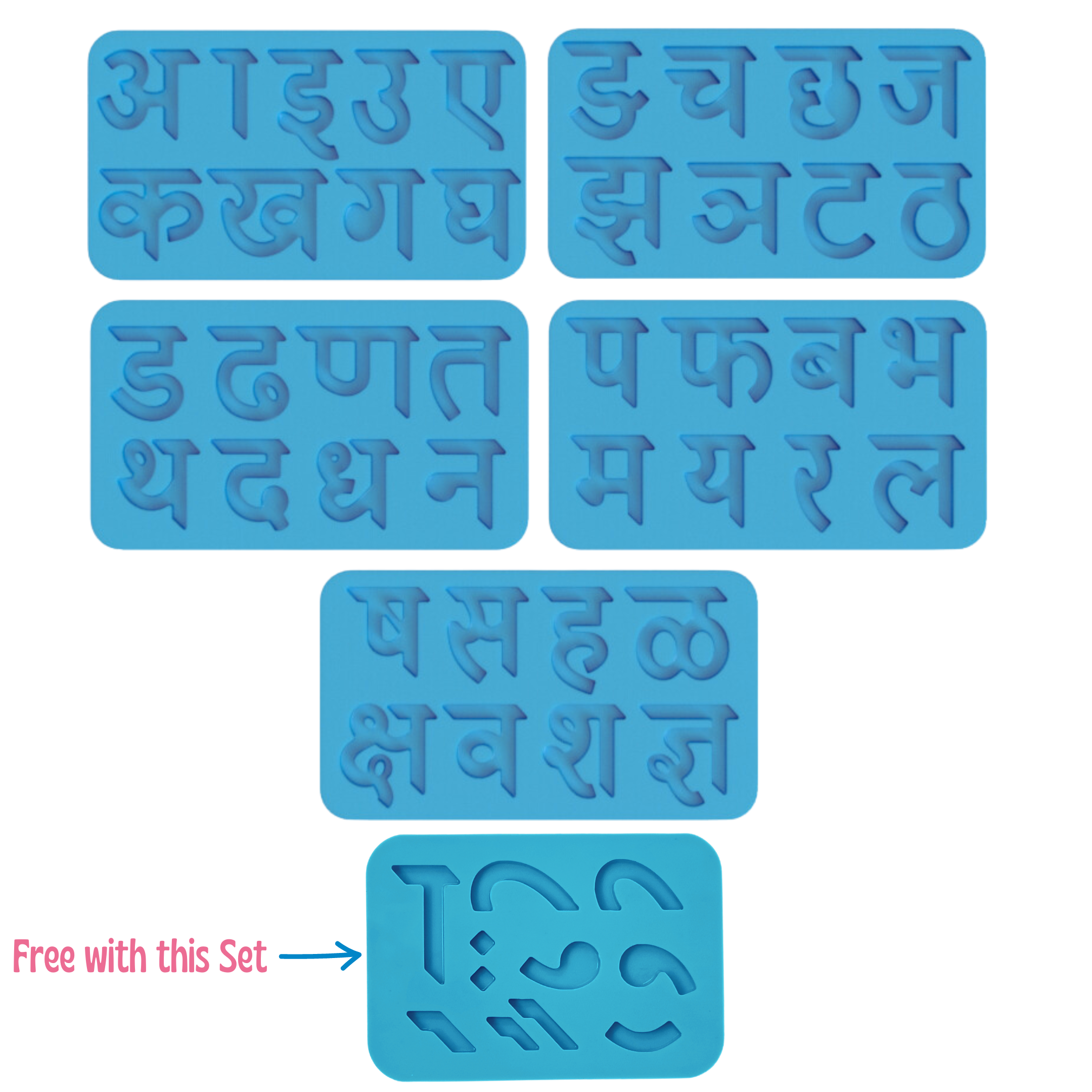 Hindi Alphabet Pallete Set of 5 Moulds - The Mould Story